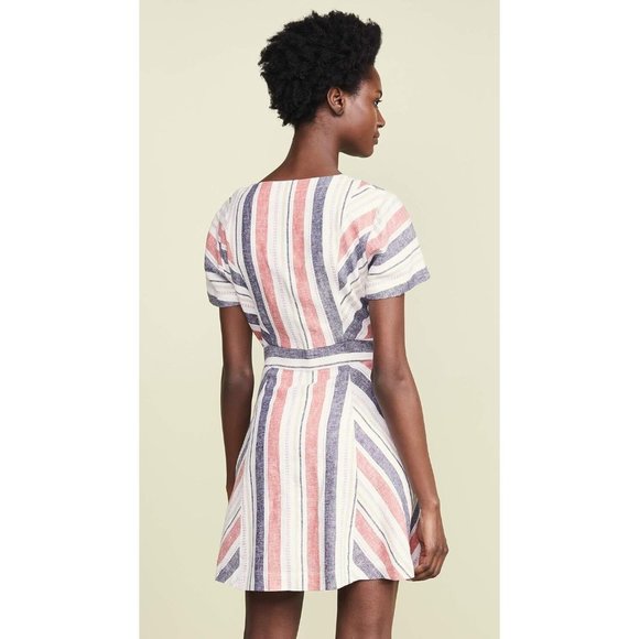 Parker Women's Kacey V-Neck Linen Shift Dress, Multi Stripe, Size 6 - Picture 4 of 6
